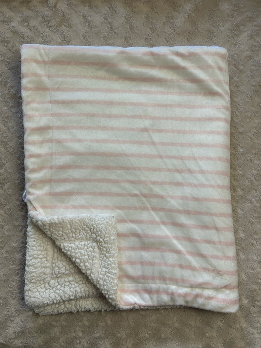 Lila & Jack Pink White Stripes Baby Blanket Sherpa Security Lovey